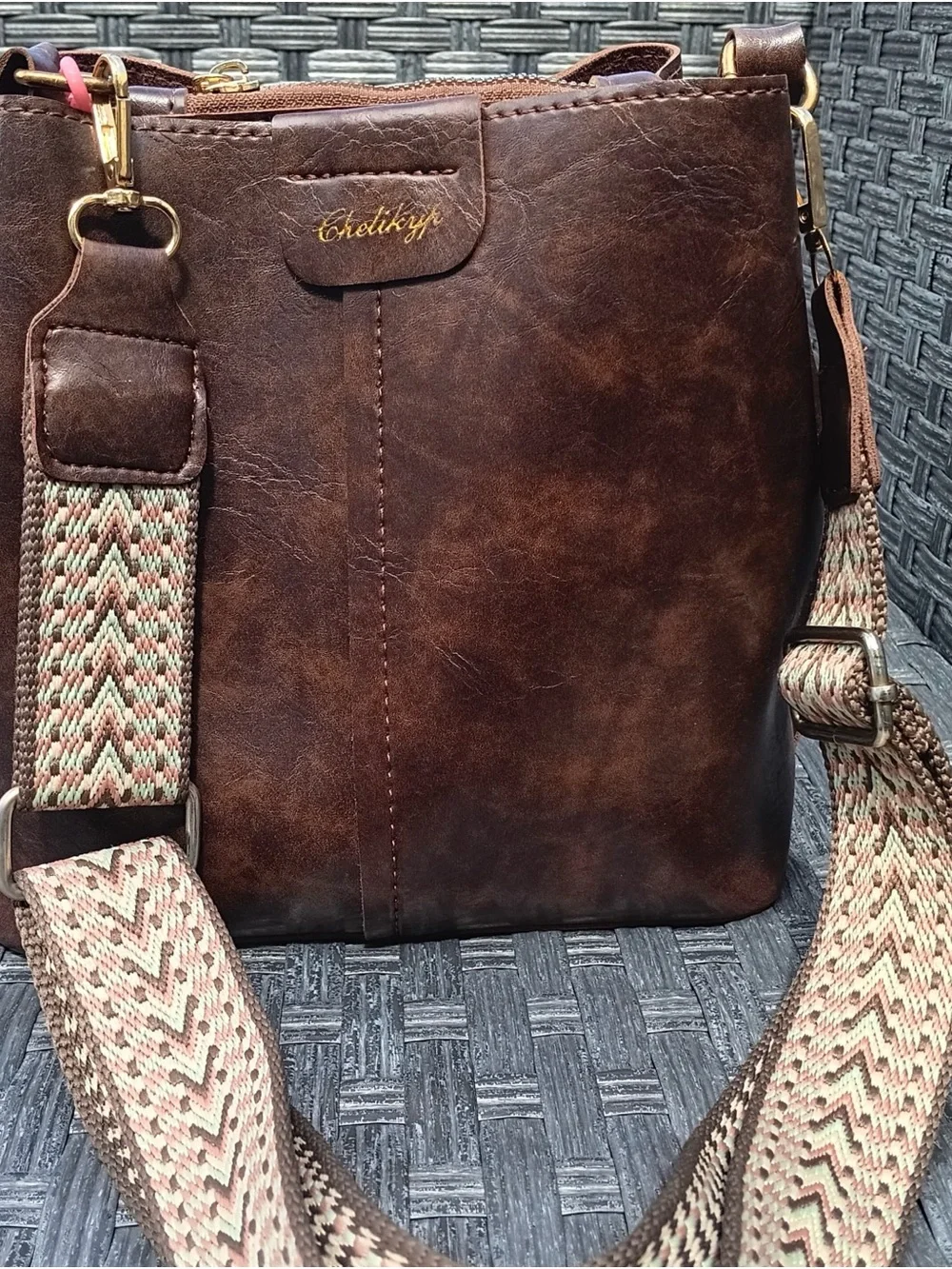 Brown Leather Crossbody Bag for Men